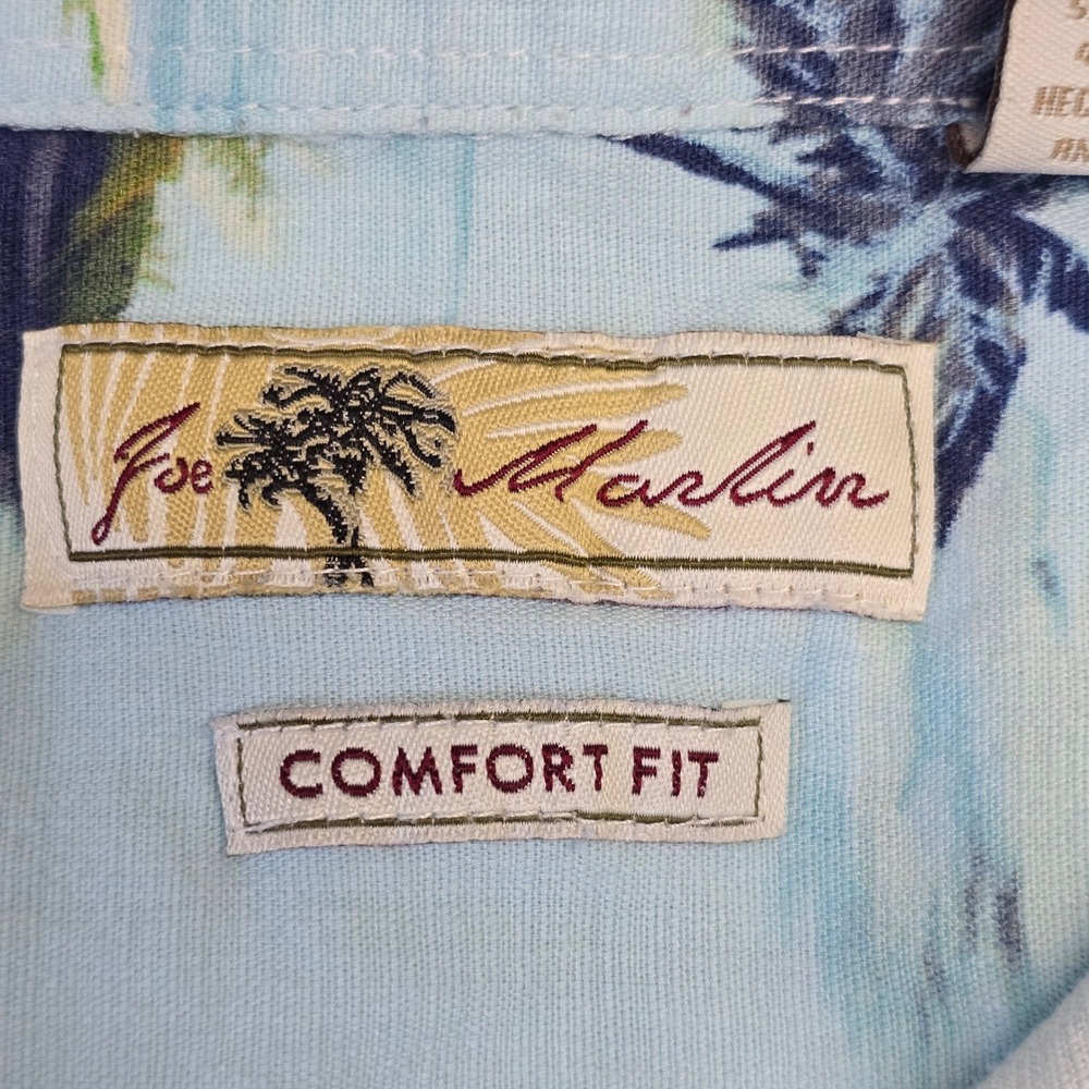 Joe Marlin Tropical Island Shirt Mens XXL Blue Palm Tree Rayon Blend Beachy Boho - Picture 4 of 9